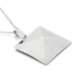 Polished silver stainless steel square pyramid pendant necklace with a fine chain - Silver Tone 3D Pyramid Polished Style [No Chain] (KP29728-K)