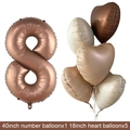 Detail of 40-inch number 8 and heart-shaped chocolate foil balloons set for party decor - Chocolate Number 8 / Number And Heart Balloon Combination