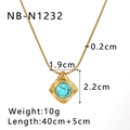 Detailed size specifications for turquoise stone pendant necklace in 18k gold plated steel - Turquoise Style (NB-N1232)