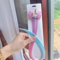 Eenhoorn haarextensie clip met roze lovertjes strik en pastelkleurig lang synthetisch haar - 2# Paars