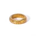 Golden irregular ribbed stainless steel ring with 5.7mm width and tubogas style - Ribbed Tubogas Style (NB-R24135)