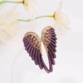 Deep purple angel wing brooch with gold plating and sparkling rhinestones - Deep purple