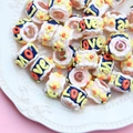Colorful acrylic beads with LOVE text and flower patterns for DIY jewelry and phone chains - Transparent Bead LOVE