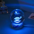 3D shell and pearl crystal ball night light with blue glowing moon crater base - Shell-6cm Ball