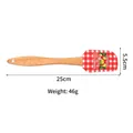 Christmas silicone spatula with red plaid Merry Christmas design and wooden handle - Red Plaid Wish Style