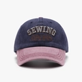 Retro Baseballkappe aus gewaschener Baumwolle in Navy und Rosé mit 3D-Stickerei - Marineblau