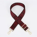 Verstellbarer Taschengurt aus Polyester mit rot-schwarzem Zickzackmuster und Goldhaken - Muster 137 / Goldener Haken