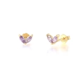 Eleganti orecchini a lobo in argento S925 dorato con pietre viola taglio marquise - Oro giallo con zircone viola