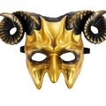 3D demonic devil horn mask in bronze gold and matte black finish for cosplay events - Golden Style (WHDB21734A)