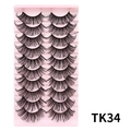 10 paar Russische DD-krul valse wimpers model TK34 op roze dienblad met zwarte vezels - Zwarte dikke stijl (TK34)