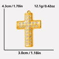 Dimensions détaillées du pendentif croix dorée avec zircone, taille 4,3x3,0 cm, poids 12,1 g - Or 18K / Base Or Pierre Blanche