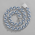Chaîne Cubaine Blanche Et Bleue De 11 Mm / Collier 20 pouces (50 cm)
