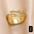 Adjustable gold plated irregular ring with sparkling zircon stones in a cross design - Double Layer Cross Style (D)