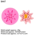 Molde de silicona rosa para loto de fondant y chocolate con ejemplo de flor terminada - Lirio de Agua-B447 / Rosa