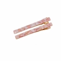 Set of two stylish pink marble pattern acetate hair clips with gold metal bases - Purple Pink (Pair)