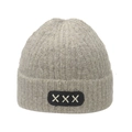 Gorro de punto gris claro con parche bordado XXX para calor invernal y estilo minimalista - M (56-58cm) / Caqui