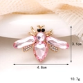 Pink rhinestone bee brooch in gold alloy setting with 4.8cm x 3.1cm dimensions - Gem Bee Pink