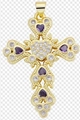 Golden cross pendant with purple heart stones and intricate filigree details - Style 104/Purple Heart Filigree Cross