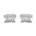 Detailed close-up of silver-tone spiral woven ear cuffs with polished metal texture - Style E-Irregular Pleated Thread / White Gold