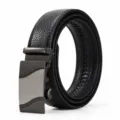 Cinturón de cuero auténtico para hombre con hebilla automática, estilo negro. - Estilo 19