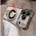 Silver plated magnetic iPhone 17 case with folding ring stand and drop protection - Silver / iPhone 16