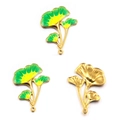 Ciondoli a foglia di ginkgo dorati con smalto giallo-verde per gioielli fai-da-te - Stile 12 Foglia Verde / 23*32mm