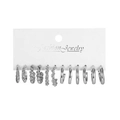Set de 6 pares de pendientes de aro plateados con perlas y diseños de metal mixtos - Juego de 6 pares / Estilo Plateado 4 (5652202HB)