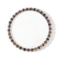 Men's natural gemstone bracelet with brown hematite and silver metal cylinder beads - Magnetic Hematite Red-Brown Bracelet (B-B24071803D)