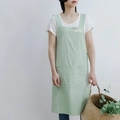 Minimalist light green washed cotton linen apron with wide straps and large front pocket - Mint Green