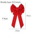 Large red velvet Christmas bow with gold stars and moon, double-layered 10-corner style - Gold Star Moon F / Double Layer / 25x49cm