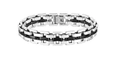 Minimalist silver and black link watch band bracelet for men in stainless steel finish - Steel/Black 21cm Length 1.3cm Width