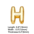 Macro detail of golden bubble letter H charm showing precise dimensions and high polish - Gold H