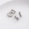 Crown shaped 14K gold plated bead with red and green zircon for jewelry making - 8# Column Crystal / 10x4mm / White Gold