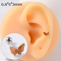 Silver butterfly stud earring with orange zircon and ball screw back, 0.8x6x3mm size - Orange Butterfly