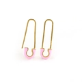 Orecchini a forma di spilla da balia dorata con smalto rosa per un look alla moda - Rosa