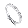 Minimalist S925 sterling silver Mobius ring with sparkling white cubic zirconia pavé - Female Style