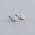 Orecchini a lobo a corona in argento S925 con zirconi cubici chiari taglio marquise - Argento 925 / Oro Bianco