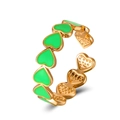 Verstelbare vergulde hartring met lichtgroen emaille-inlay voor dames - KC Goud Groen