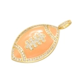 Golden American football pendant with orange enamel and sparkling zircon accents - Orange