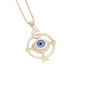 Détail macro du pendentif mauvais œil en or 18K avec motifs lune et étoiles - Style Étoile et Lune (6#)