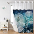 Tenda da doccia impermeabile con stampa a dente di leone bianco e fondo sfumato blu - 181x188cm Tenda Singola / SYL-1 (Motivo Dente di Leone)