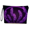 Schwarze Kosmetiktasche mit lila Neon-Lavendeldruck und praktischem Reißverschluss - Stil 1 (Lila Neon Lavendel)