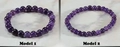 Detail view of Model 1 and Model 2 purple amethyst bead bracelets in different sizes - Purple Contrast Style