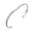 Bracciale aperto argento da donna con texture martellata in acciaio inox minimalista - Argento (B2042-ST)