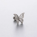 Elegant silver butterfly ear stud featuring sparkling zircon crystals on grey background - Hollow Butterfly Style (A80-4#)