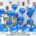 Set of 10 pack 18-inch heart shaped blue foil balloons for party decoration - 18 Inch Blue Heart (10PCS)