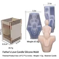 Father and son hug candle silicone mold set with wooden support and finished candle - Father's Love Mold + Universal Wooden Stand