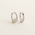 Elegantes pendientes de aro en U de plata de ley 925 con circonitas transparentes - Plata 925 / Plata (Circonita Blanca)