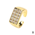 Adjustable 18K gold plated ring featuring three rows of sparkling square-cut zircons - Adjustable Open / White Zirconia