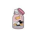Pink cat antidepressant enamel pin featuring cartoon cats in a decorative metal badge - Anti Depressants (Pink Bottle)